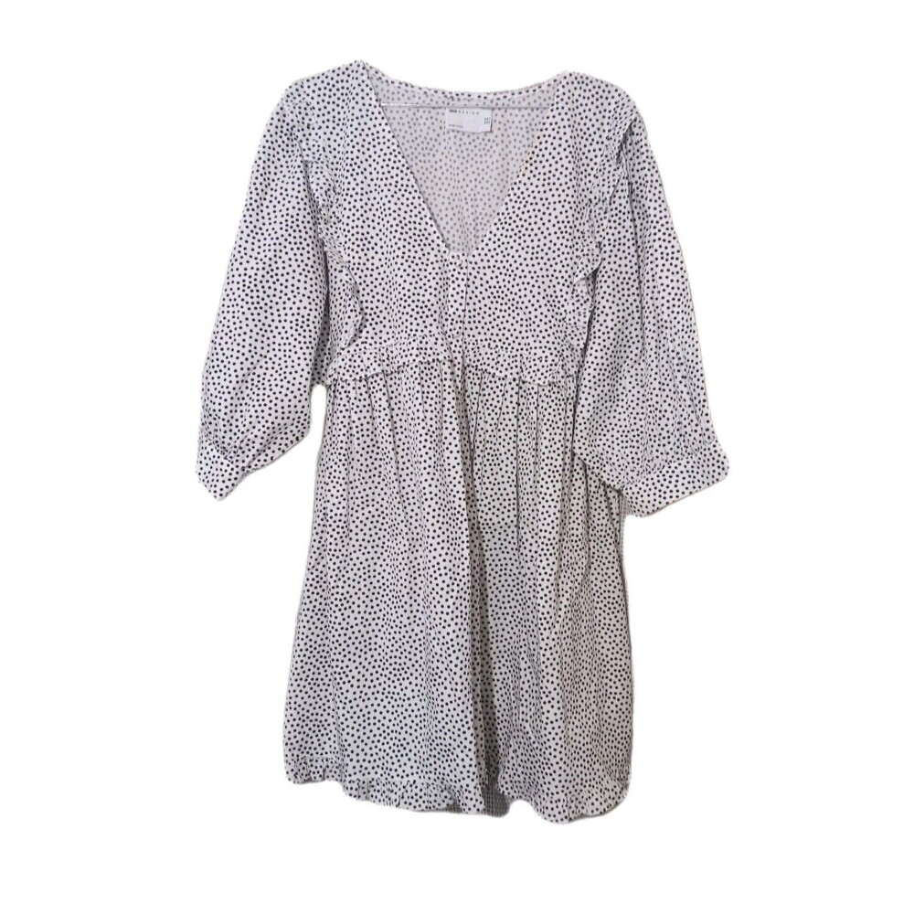 ASOS Smock Mini Dress White with Black Polka Dots Size 10